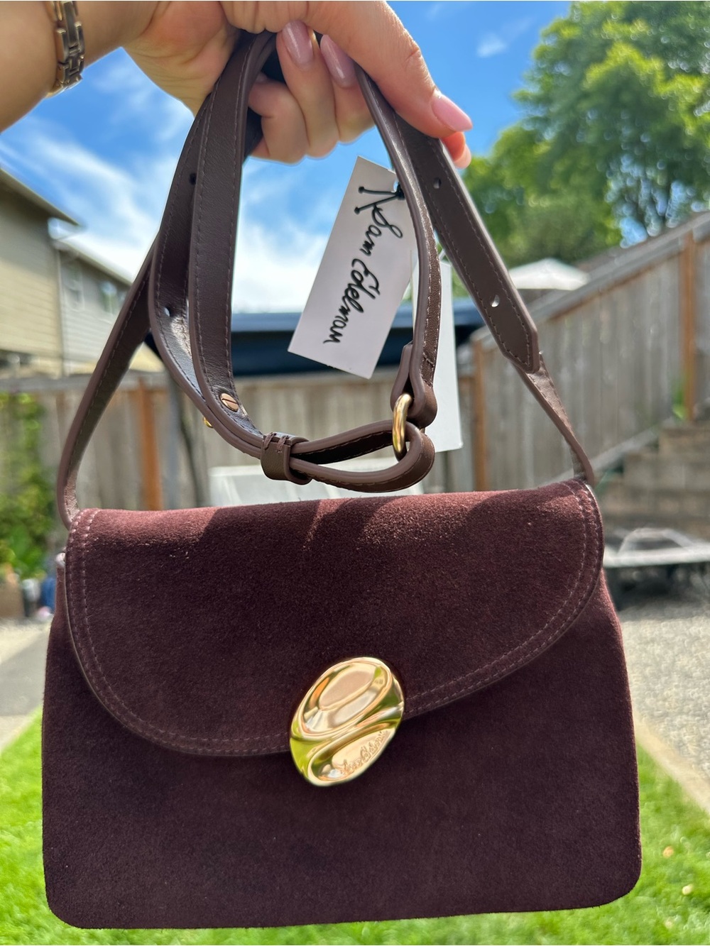 NWT Sam Edelman Brown Suede Shoulder Bag
